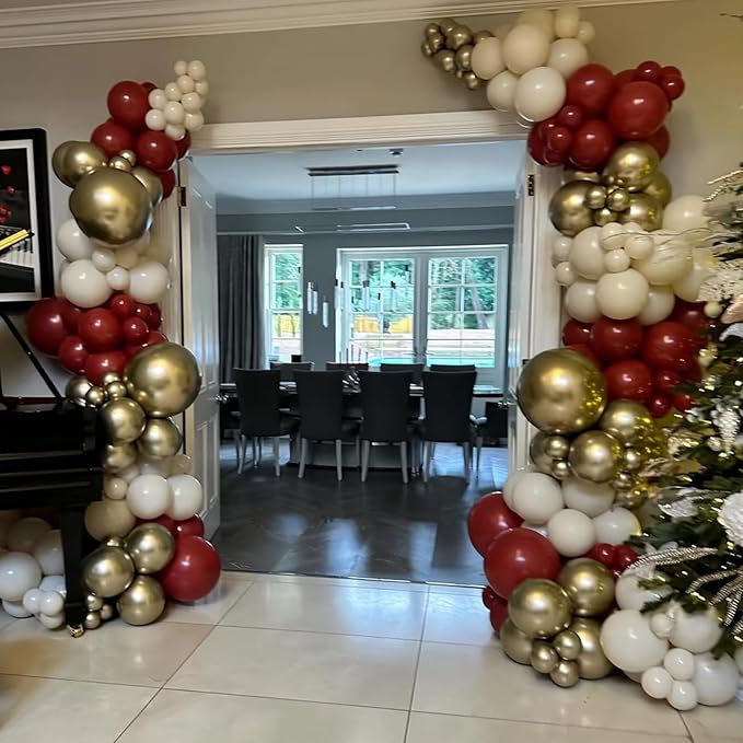 Red White Gold Balloon, 60 Pack 12 Inch Red Gold Balloon for Mother's Day Valentine's Day Women Birthday Wedding Bridal Shower Christmas Xmas Party Decorations