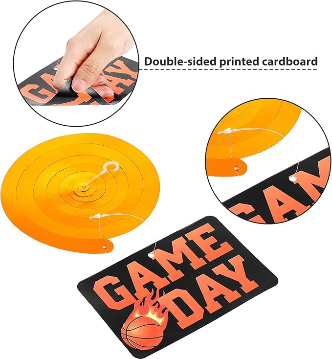 Sumind 30 Ct Basketball Hanging Swirl Decorations Basketball Sports Themed Sports Cutouts Whirls Favors for Birthday Photo Props Party Supplies Classroom Competition Decoration