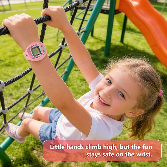 Soft Silicone Wristband for Tamagotchi Original, for Gen 1/2, Neon, Retro Flowers, 90s, Fresh Strawberry, Adjustable Anti-Drop Strap for Kids, Teens, Adults, Parents & 90s Nostalgia Lovers (Pink)