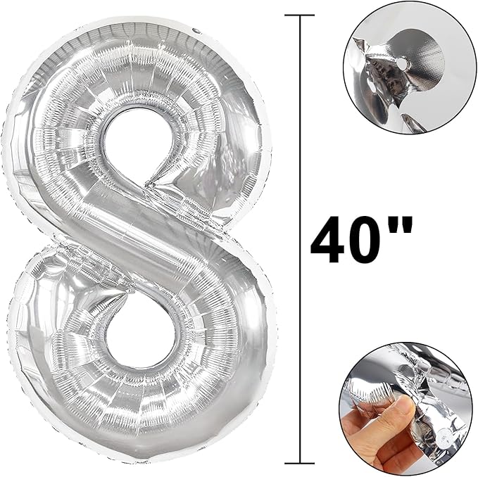 40 Inch Silver Number 18 Digital Balloon,Jumbo Mylar Foil Helium Balloon for 18 Balloons for Birthday Party,Wedding Anniversary Party Decorations