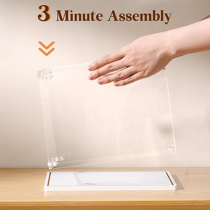 ROBOTIME Acrylic Display Case for Miniature House Building Sets, Clear Dust Cover Dsplay Case for Collectibles Display, Storage Bins with Reserved Wiring Port(10.3x7.2x8.0 inch)