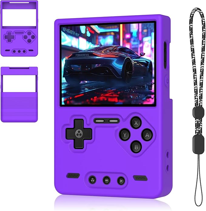 Silicone Case for Trimui Brick, Anti-Slip, Shock Proof, Soft Protective Case for Trimui Brick Handheld Game Console with Lanyard - Purple