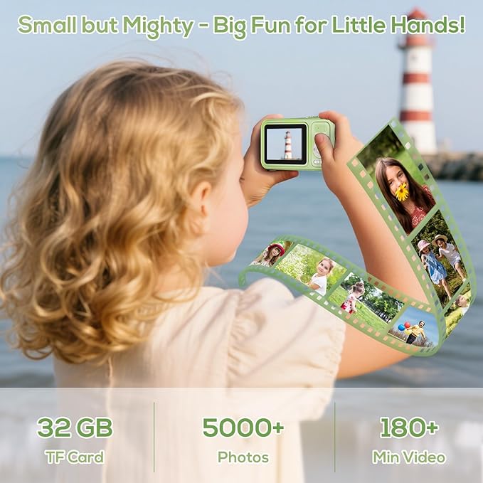 Digital Camera for Kids, WITYEAH 48MP FHD 1080P Point and Shoot Digital Cameras with 16X Zoom Anti-Shake, Compact Portable Cameras for Photography, for Boys Girls Teens Beginners,Green