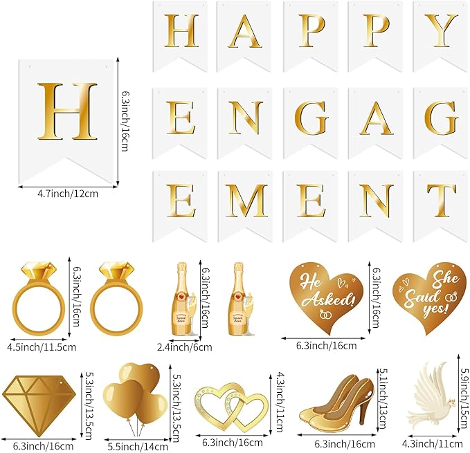 Happy Engagement Banner Decorations Just Engaged Decor Congratulations Banner Bachelorette Party Decorations Bride to Be Bridal Shower Wedding Supplies