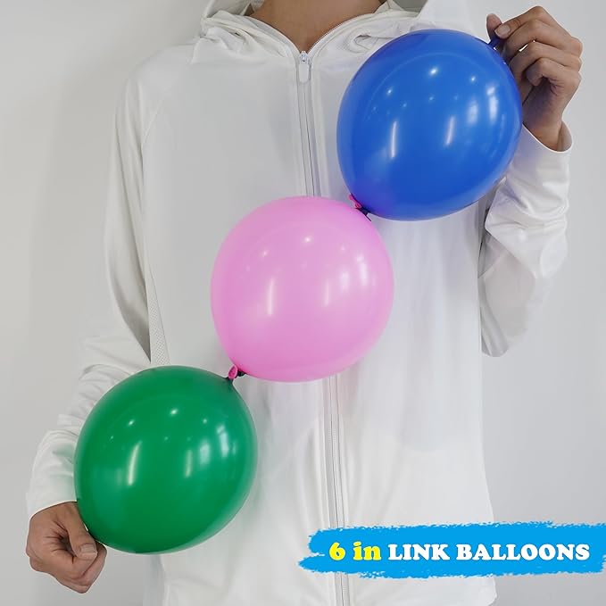 200 Pcs Linking Balloons 6 Inch Link Balloons for Birthday Wedding Party Festival Decorations (Green)