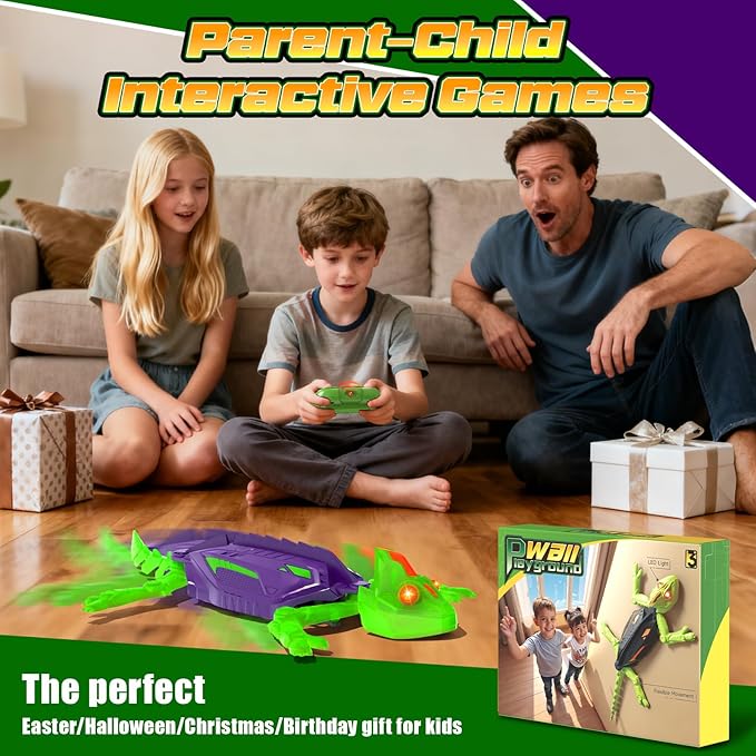 Goody King Glow-in-The-Dark Wall-Climbing RC Toy, Rechargeable Remote Control Robot with LED Eyes, Climbs Walls, 360° Rotating & Dual-Surface Crawler for Floor and Wall,Gift for Kids Ages 3+,Halloween