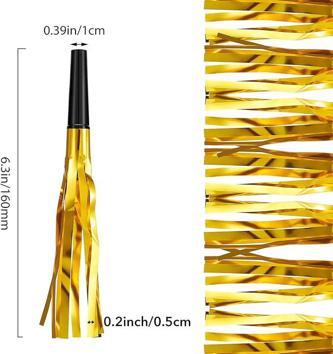 Sumind 48 Pcs Gold Noise Makers Glitter Noise Makers Metallic Fringed Party Blowers for Adults Birthday Graduation Sporting Events 2026 New Years Party Favor Supplies