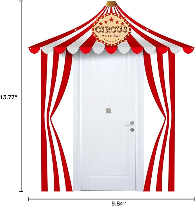Preboun 3 Pcs Circus Tent Decorations Carnival Circus Theme Party Decorations Carnival Tent Banner Striped Pennant for Clown Theme Birthday Party Classroom Supply
