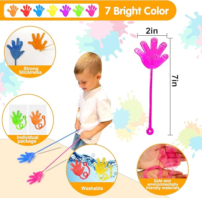20Pack Sticky Hands Party Favors for Kids Easter Egg Fillers Basket Goodie Bag Pinata Stuffers Students Prizes Birthday Bulk Toys