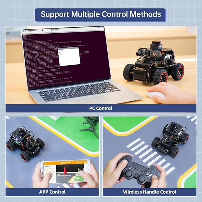 Robot Car for Raspberry Pi 5 ROS2 Programmable AI Vision Smart Robot Kit Ackermann Chassis, Lidar SLAM Mapping Navigation Path Planning Autonomous Driving, MentorPi A1 with RPi 5 4GB
