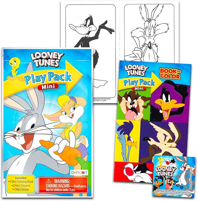 Looney Tunes Mini Party Favors Set for Kids - Bundle With 24 ACME Bugs Bunny Play Packs, Coloring Pages, Stickers, More (Birthday Party Supplies)