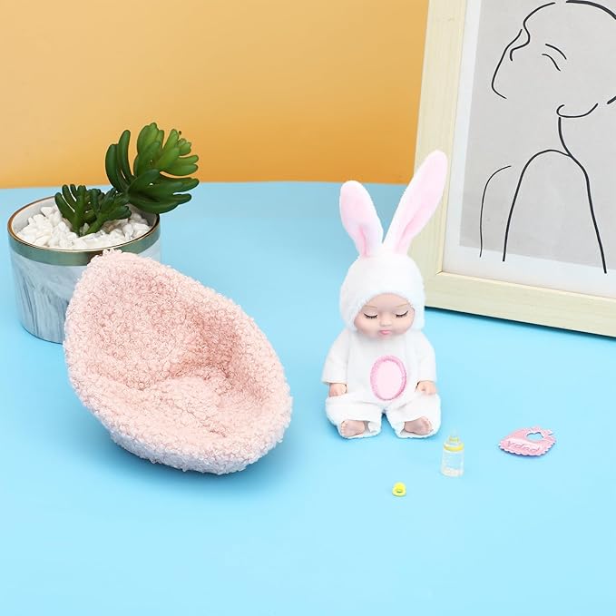 ONEST 5 Pieces 4 Inch Doll with Accessory Cute Dolls Mini Dolls with Clothes Mini Doll with Accessories