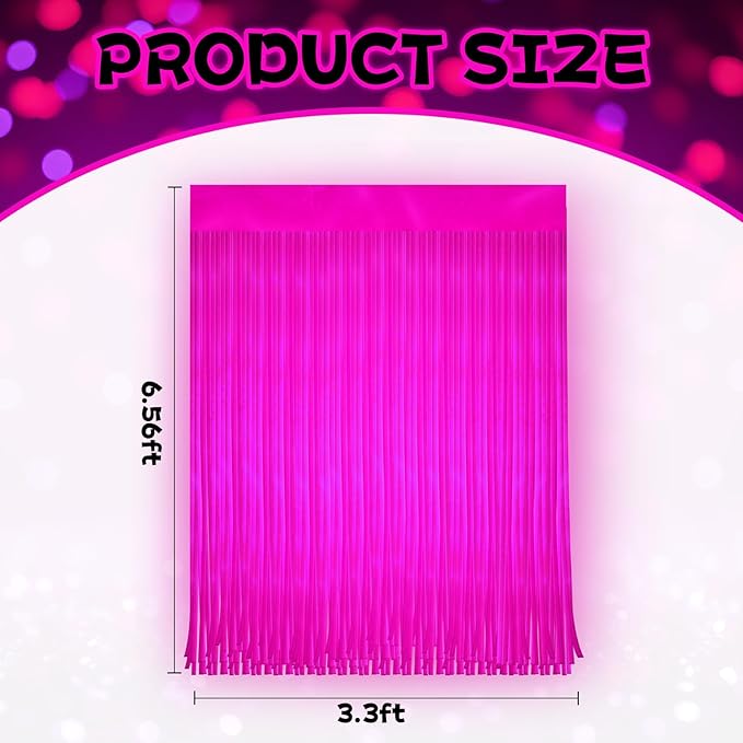 4 Pack Glow in The Dark Curtains Party Supplies 6.6 x 3.3 Ft Glow Tinsel Foil Fringe Curtains Orange Purple Photo Booth Prop Backdrop Streamer for Halloween Holiday Neon Party Decorations