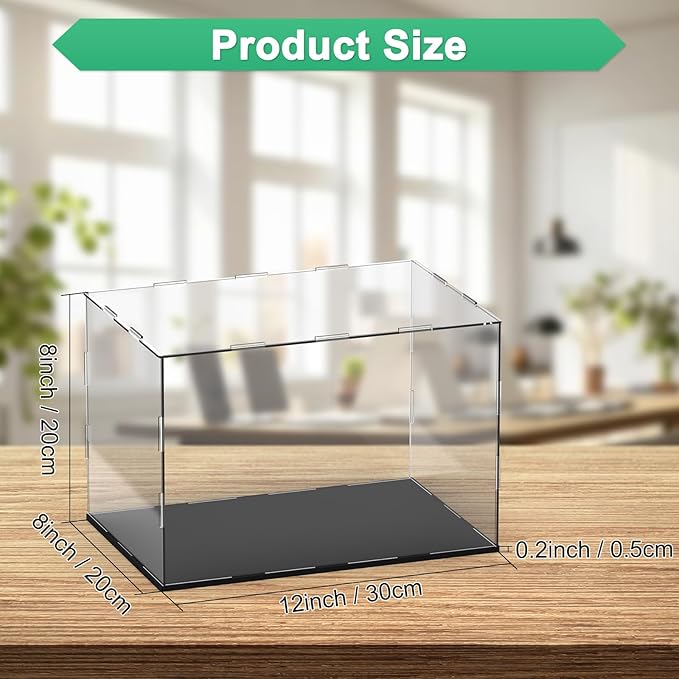 Clear Acrylic Display Case, 12 x 8 x 8 Inch Assemble Acrylic Display Box Rectangular Dustproof for Action Figures/Model/Statues/Collectibles/Doll/Toys/Home Storage