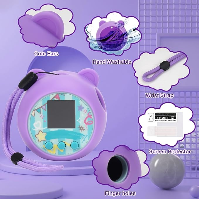 YouKnow Silicone Case Compatible with Punirunes Interactive Digital Toy, Protective Skin Sleeve for Punirunes Virtual Electronic Pets Accessories (Case Only) (Purple)