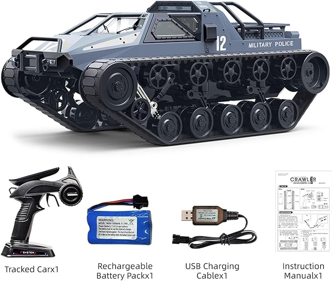 C8812 MAX 1/12 2.4GHz Remote Control Drifting Car 360° Rotation Tracked Off Road Vehicle LED Lights Charging Protection Hobby Grade Model for Adult(Gray)