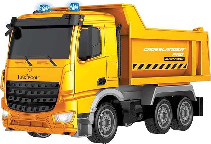 LEXiBOOK, Crosslander® pro RC Dump Truck, Remote Controlled Dump Truck, Light Effects, Rechargeable, RCP10