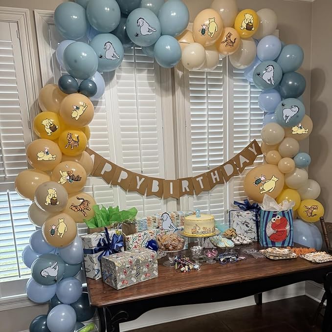 Classic Winnie Balloons For The Pooh Baby Shower Decorations 12 Inches Winnie Balloons Arch Kit For Birthday Decorations Gender Reveal Newborn Party Supplies（24PCS）