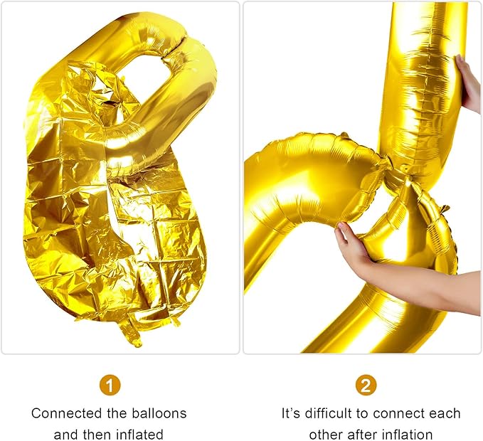 Gejoy 24 Pieces Chain Balloons 16 Inch Foil 90s Balloons Hip Hop Party Decorations Jumbo Chain Link for 80s 90s Hip Hop Retro Theme Birthdays Graduations Weddings Arch Supplies(Gold)