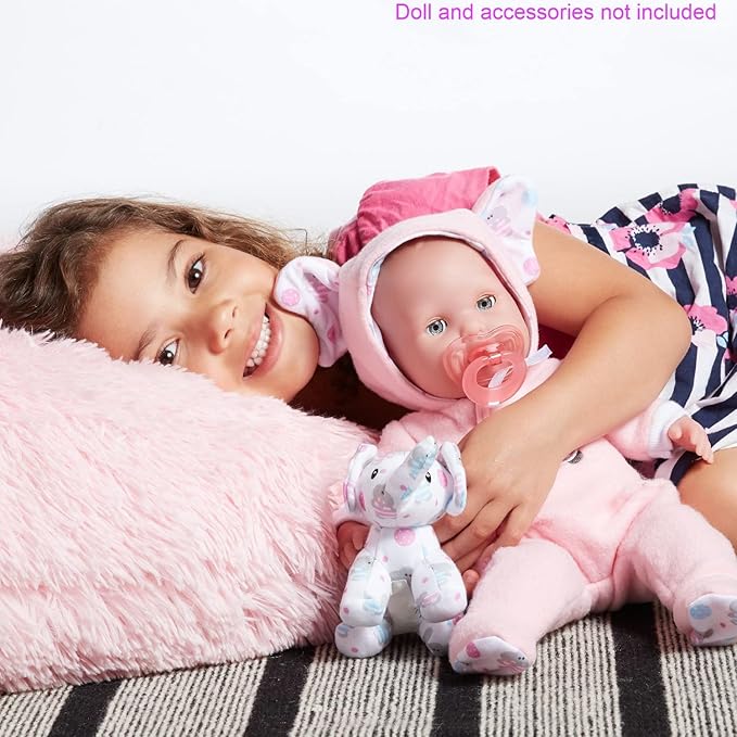 JC Toys | Berenguer Boutique | Baby Doll Outfit | Pink Elephant Themed Hooded Onesie | Ages 2+ | Fits Dolls 14"- 16"