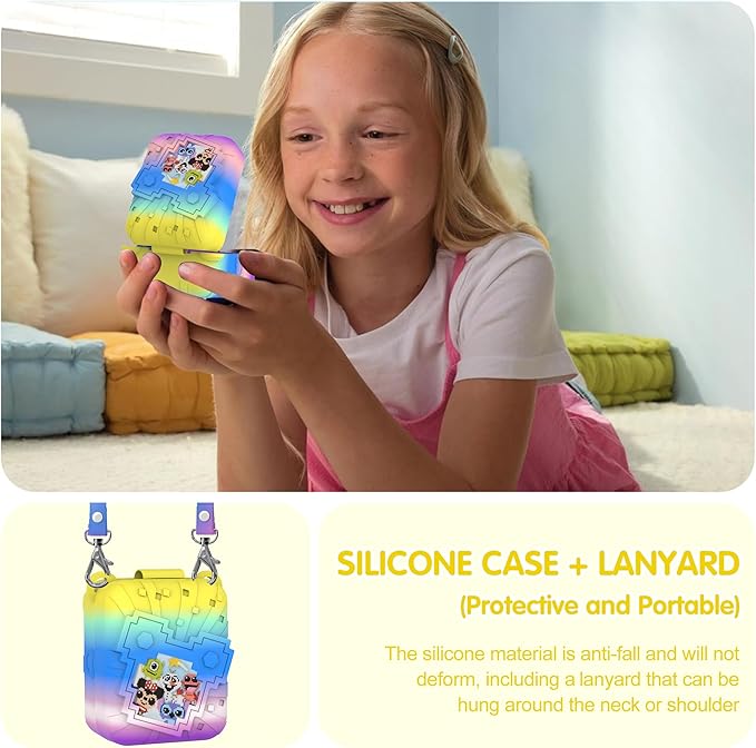 Silicone Case for Bitzee Disney Interactive Toy, Anti-Scratch, Washable, Shockproof Silicone Protective Cover for Bitzee Disney Interactive Toy Accessories with Lanyard - Colorful