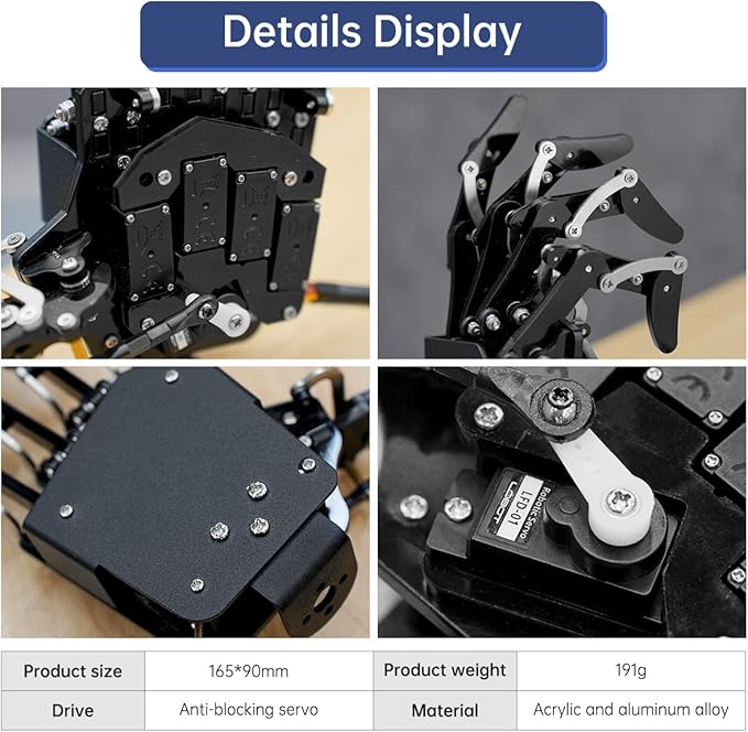 Robot Hand Five Fingers Solely Movement Bionic Robot Mechanical Arm DIY - Right Hand with Servo Tester