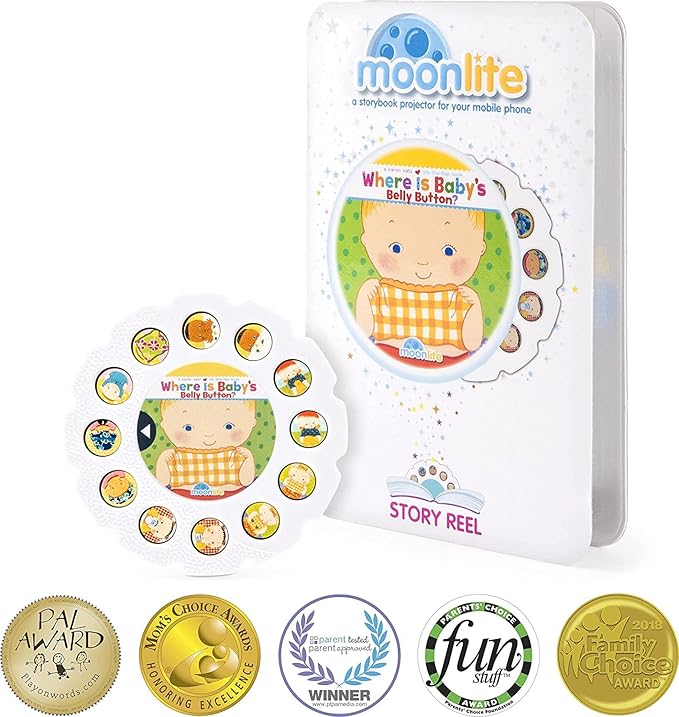 Moonlite Storybook Reels for Flashlight Projector, Kids Toddler | Where is Baby’s Belly Button | Single Reel Pack Story for 12 Months and Up