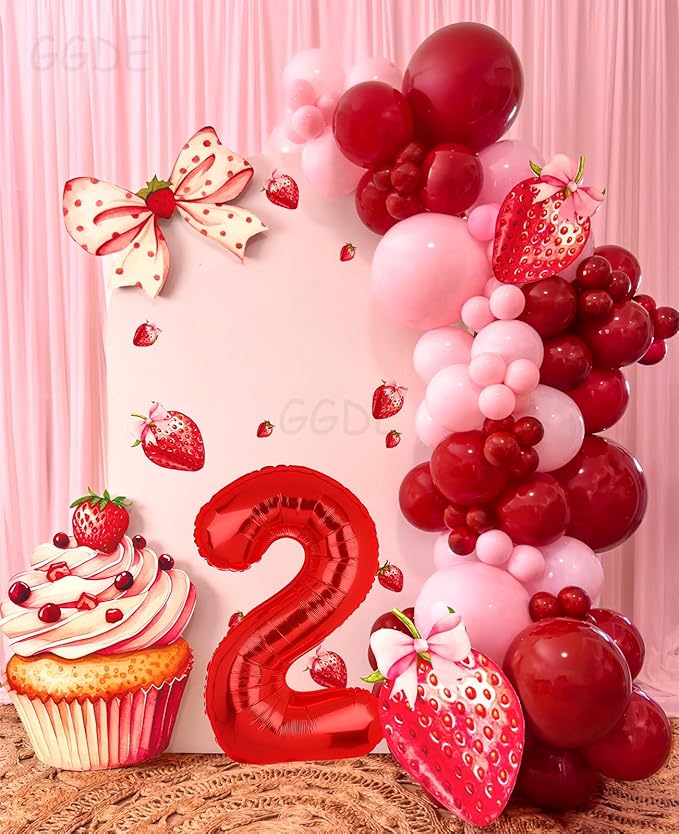 40 Inch 2 Red Number Balloons Mylar Foil Helium Digital Balloons Baby Shower 2st Birthday Party Decor Supplies