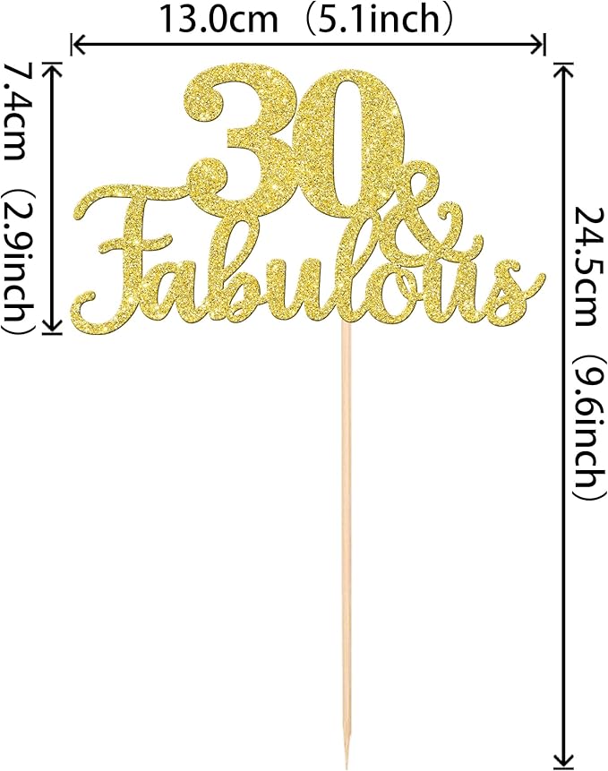 12 PCS 30 and Fabulous Centerpiece Sticks Double Sided Happy 30th Birthday Table Flower Centerpieces Sticks Cheers to 30 Floral Decorations for 30th Birthday Anniversary Party Supplies Gold