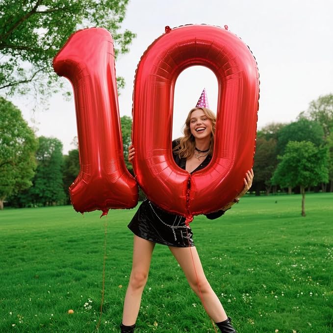 Red 0 Balloon Number Balloon 40 Inch, 0 Digital 0 Helium Balloons 10 20 30 40 50 100 Birthday Decorations Birthday Party Anniversary Supplies Decorations