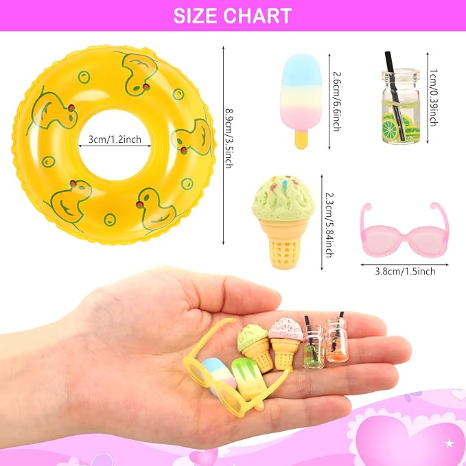 Lot 26 Pack Doll Clothes and Accessories Beach Bathing Set Including 5 Swimsuit 1 Bathrobe 2 Swimming Rings with 18 pcs Glasses Shoes Drinks for 11.5 inch Girl Dolls