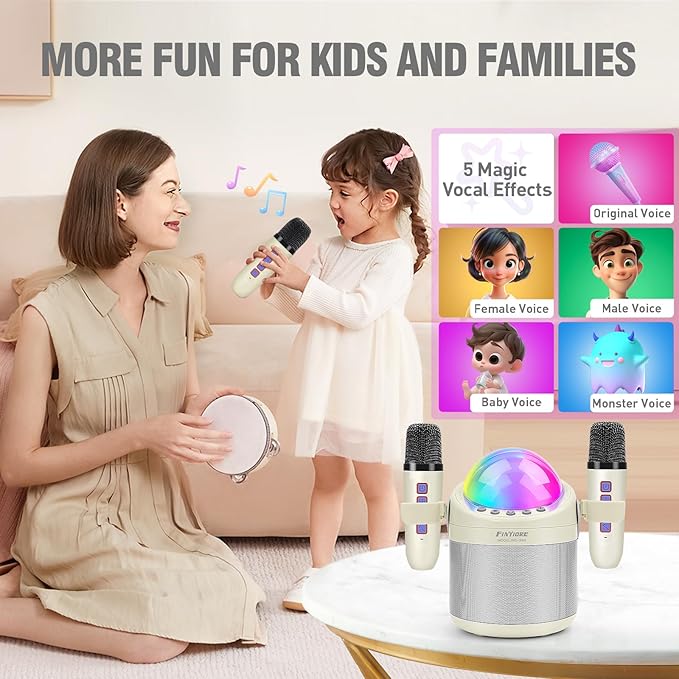 Karaoke Machine for Kids Adults Unique Astronaut Shape Portable Bluetooth Speaker with Wireless Microphone Home Party KTV Birthday for Girls Boys Toddler Teens Ages 2-12 +Year Old Kids