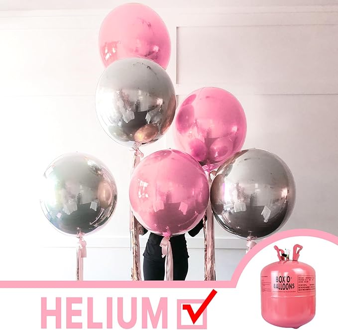 PartyWoo Pearl Pink Foil Balloons 20pcs Different Sizes Pack of 22 15 10 Inch Large Round Foil 4D Inflatable Mirror Ball Mylar Balloons for Baby Shower Birthday Gender Reveal Party Decorations