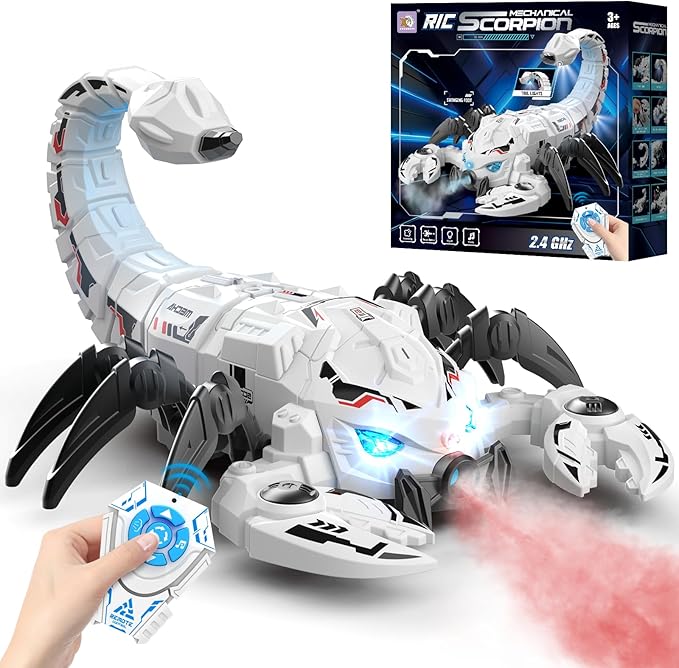 RC Scorpion Robot Toy with 2.4GHz Remote, Lights, Music & Spray - Realistic Scorpion Gift for Kids, Perfect for Holidays, Parties & Pranks