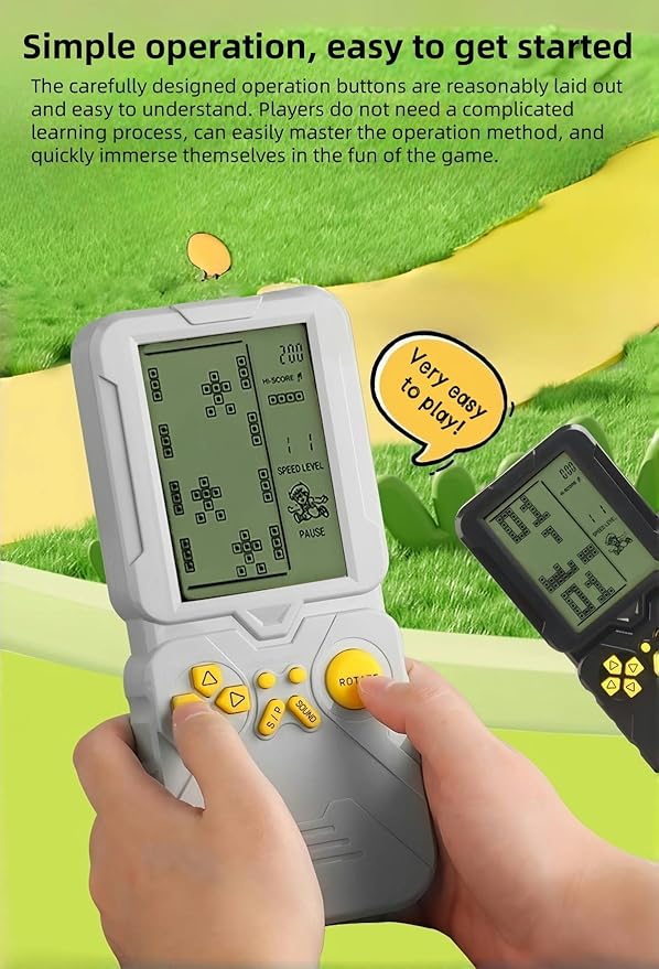 4.5-inch Block Retro Game Console Suitable for European/American Players Built-in 23 Games Racing/Tank war Adjustable Difficulty/Speed Gifts for Husbands/Boyfriends/Children Puzzle Toy (Green)
