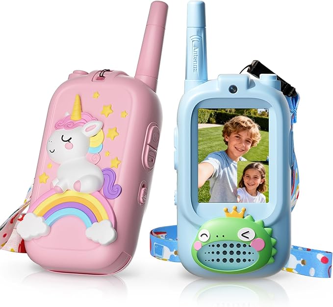 Video Walkie Talkies for Kids, Kids Walkie Talkies with Screen & Voice Changer,1000 Feet Range, 2 Pack Rechargeable Walkies Talkies for Indoor Outdoor Games, Camping, Hiking for Boys Girls
