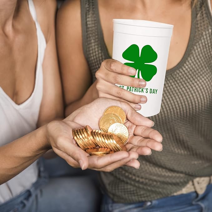 Let's Get Lucky St. Patrick's Day Cups, Set of 12-16oz Plastic Saint Cups for Party Favors and Shamrock-Themed Decorations - St Patricks Day Party Supplies and Drinking Accessories