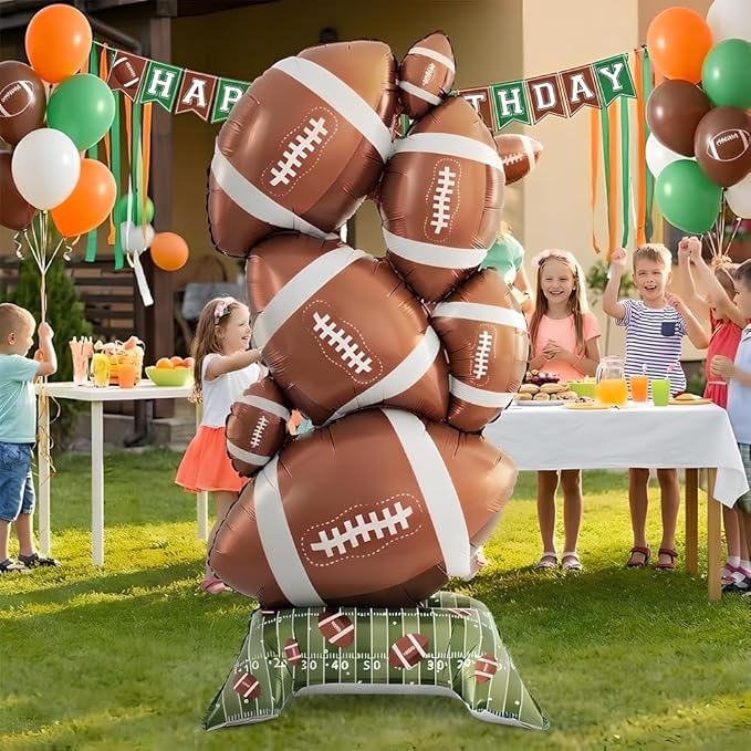 Football Party Supplies, 59 Inch Standing Football Balloons Pile for Party Decorations, Sports Theme Birthday, Game Day Celebration, Outdoor & Indoor Photo Backdrop