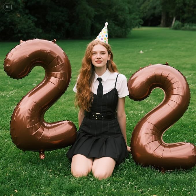 40 Inch Dark Brown Balloon Number 22,Chocolate Jumbo Mylar Foil Helium Balloon for 22th Digital Balloons for Birthday Party,Wedding Anniversary Party Decorations