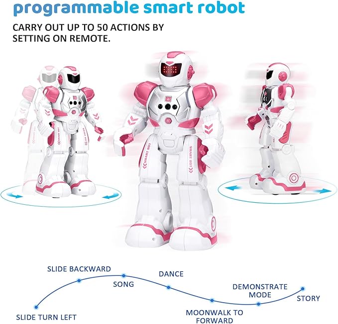 KingsDragon Robots Toy for Kids, RC Gesture Sensing Toy, Interactive Walking Singing Dancing Robot Birthday Presents for Boys Girls Age 6 7 8 9 Years Old,Pink