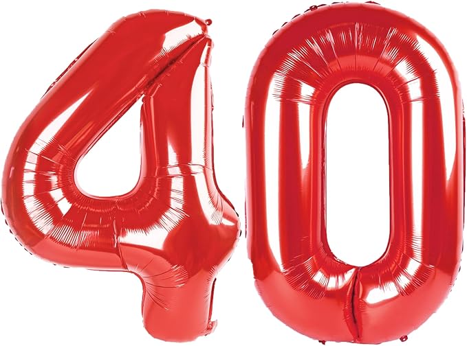40 Inch Red Number 40 Digital Balloon,Jumbo Mylar Foil Helium Balloon for 40 Balloons for Birthday Party,Wedding Anniversary Party Decorations