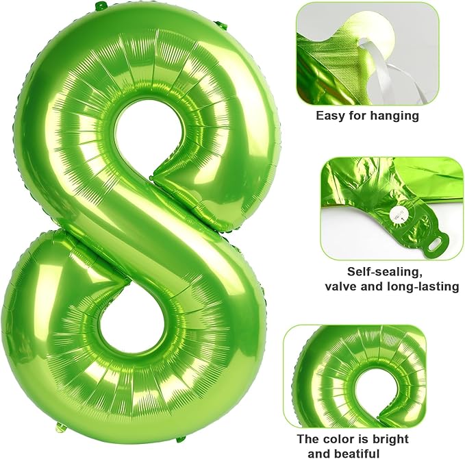 Number 6 Balloon 40 Inch, 6 7 Six Seven Birthday Decorations, 6th Birthday Balloon for Boy Girl, Light Green 16 60 61 65 Numbers Balloons Graduations Anniversary Supplies