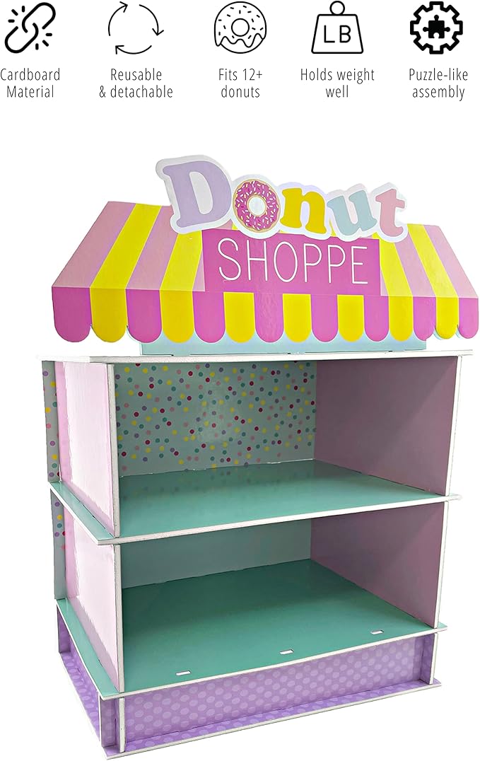 2 Tier Donut Stand for Donut Birthday Party Supplies & Decorations, Cupcake Stand Dessert Table Centerpiece Decor by 4E's Novelty