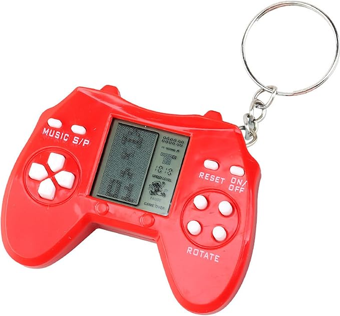 Retro Classic Game Console Pendant Keychain Playable Electronic Miniature Handheld Mini Games Machine with Keychain Ring Gift (O5)