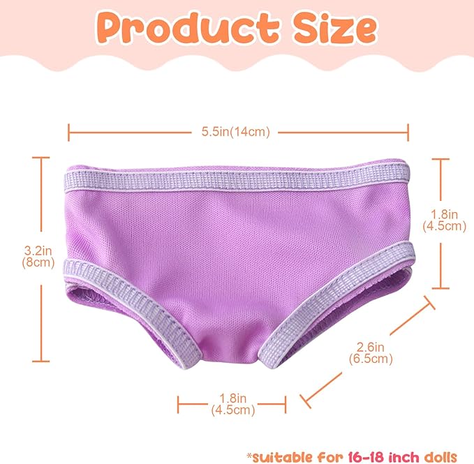 6 Pairs Doll Underpants Accessories Underwear Diapers for 16-18 Inch Baby Dolls, Doll Clothes Compatible with Most Brands 18" Dolls