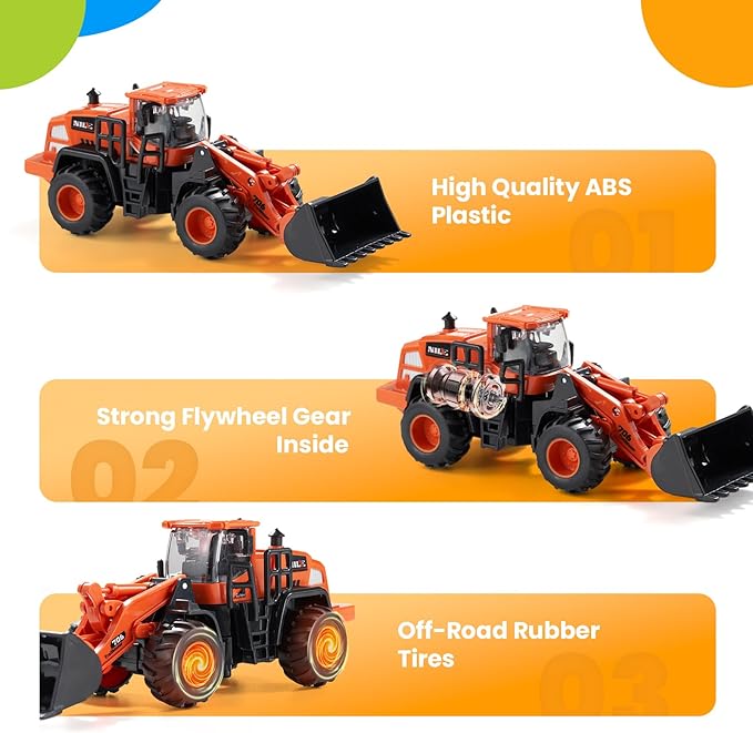 Construction Truck Toys for Toddlers: Push Go Truck Sandbox Excavator Toy Trucks Vehicles Snow Plow Toy Truck Bulldozer Road Roller Birthday Gift for 3 4 5 6 Years Old