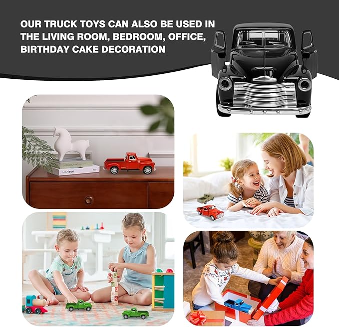Little Black Truck Toy for Toddlers 2 3 4 5 6 7 8 Year Old Boys Girls,1:32 Alloy Toddlers Car Toy Driveable,Car Door Can Open,Toy Trucks for Kids Easter Christmas Birthday Gifts