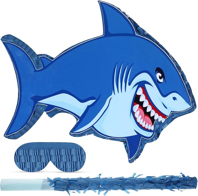 Capoda Shark Piñata Large Shark Shaped Piñata with Blindfold and Stick for Birthday Party Baby Shower Summer Ocean Under the Sea Theme Party Supplies Decor