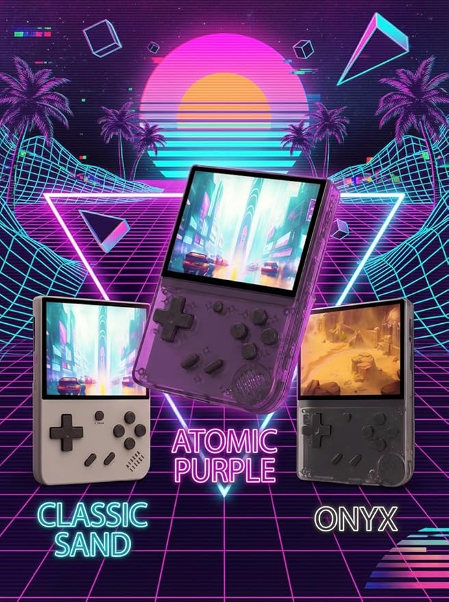 Nerdy Boy Retro Handheld Game Console – 3.5” IPS Screen, 64GB, Portable Emulator System with 12 Classic Platforms, 2000mAh Battery, AV Out – Retro Gaming Device (Classic Sand)