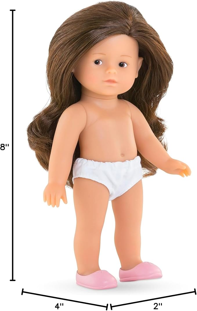 Corolle Mini Corolline Romy Unicorn Gift Set Includes 8" Doll and 3 Accessories - Shirt, Shorts and Headband with Hair Extensions, for Ages 3 Years and up